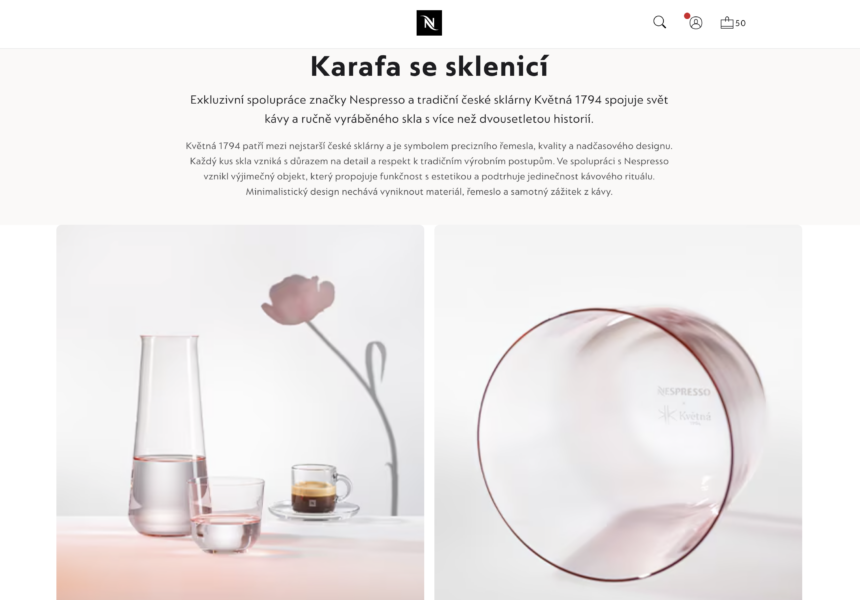 sklo, fotografie skla, fotograf Praha, design, fotograf produkty, Kvetna, Nespresso